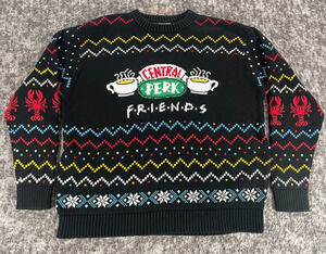 Friends Central Perk Ugly Christmas Sweater Black Unisex L Black Red Green